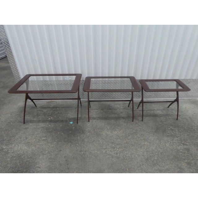 Italian Mid Century Nesting Tables Manner of Ico Parisi - Set of 3 For Sale - Image 10 of 13