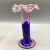 Murano Murano Colbalt Blue With Pink Swirl Floral Studio Art Glass Vases - A Pair For Sale - Image 4 of 12