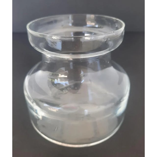 This is a vintage 1980s blown glass transparent Scandinavian-style bulb vase made in Japan by Dansk International. It can...