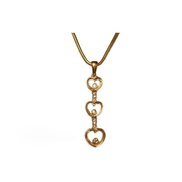Beautiful estate 14K yellow gold floating heart pendant set with 9 brilliant round diamonds for a timeless, romantic...