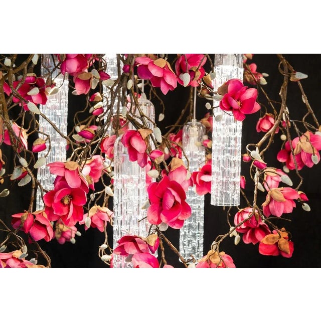 Large Round Flower Power Fuchsia Magnolia Chandelier from VGnewtrend, Italy For Sale - Image 4 of 14