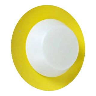 Large Yellow Wall Light in Metal & Opaline Glass in the style of Stilnovo, Italy, 1960s For Sale