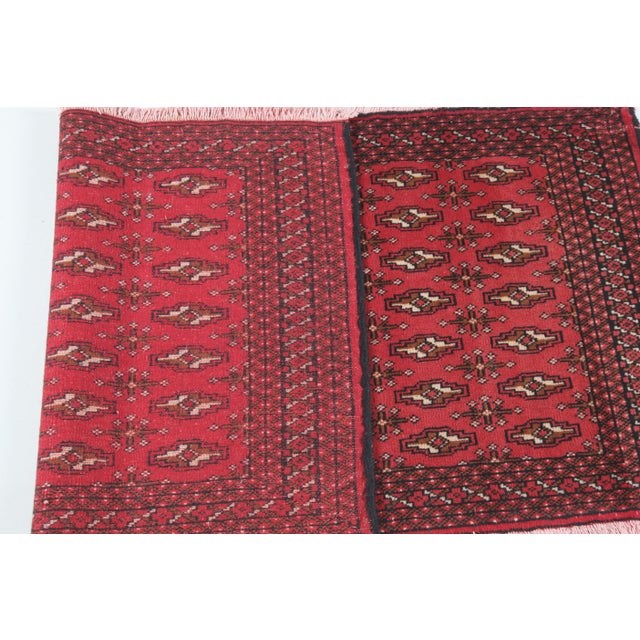 Textile Late 20th Century Handwoven Turkoman Rug, Red Field for Entry -2' 2'' X 4' 7'' For Sale - Image 7 of 7