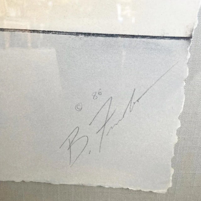Postmodern Abstract Framed and Signed Artwork by B. Fenton 1986 For Sale - Image 9 of 9