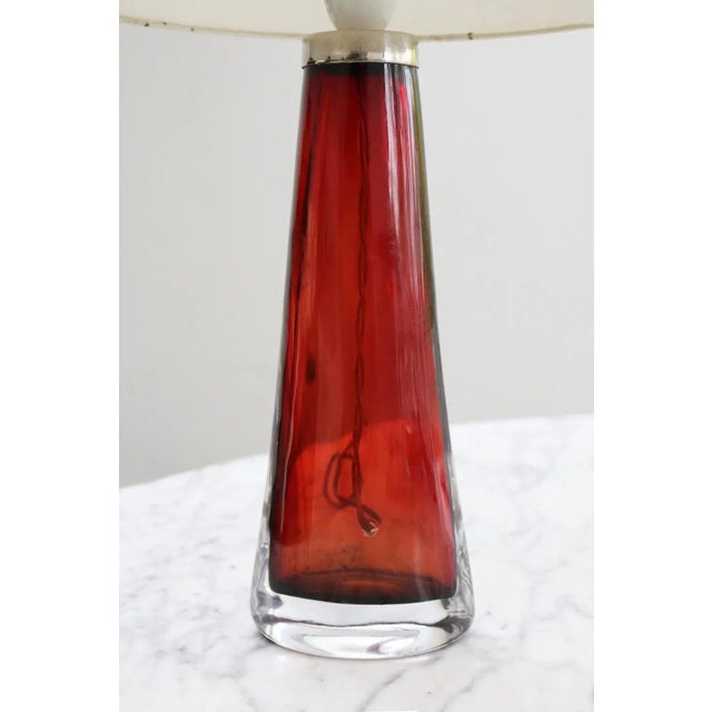1960s Large Table Lamp in Red Glass by Carl Fagerlund for Orrefors, Sweden, 1960s For Sale - Image 5 of 13