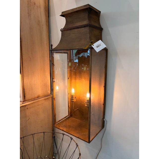 French Country Large Gilded Wall Sconce W/ Glass For Sale - Image 3 of 4