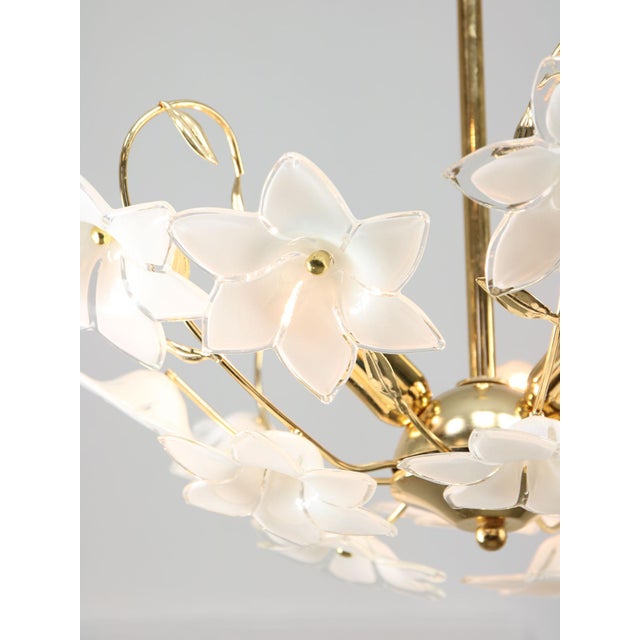 Vintage Italian Murano Glass Flower Chandelier, 1980s For Sale - Image 3 of 16