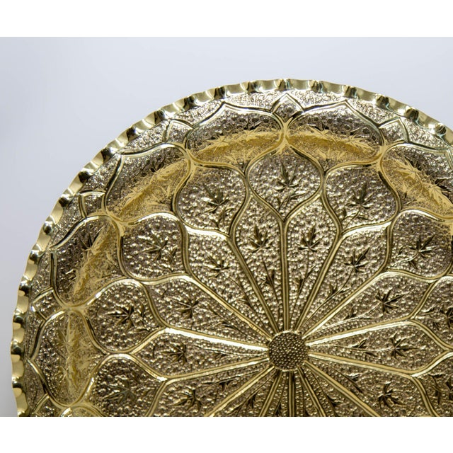 Moroccan Brass Tray Moorish Islamic Metalwork 13 Inches Diameter For Sale - Image 4 of 12