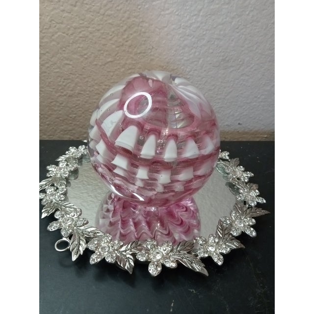 1980s Gorgeous Signed Adam Jablonski Poland Pink Swirl Large Paperweight For Sale In Dallas - Image 6 of 7