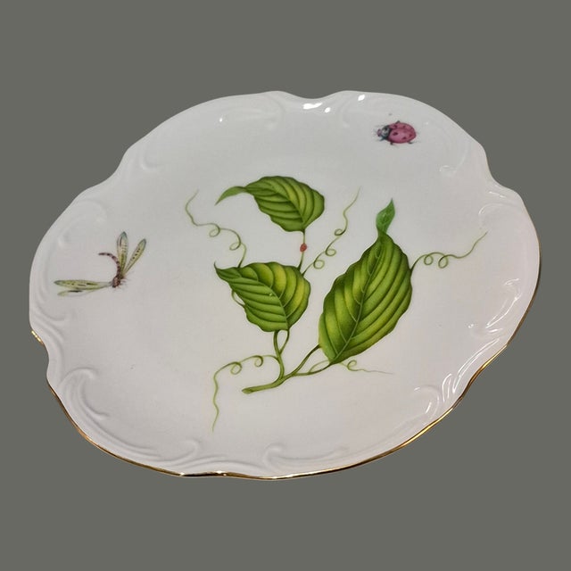 Contemporary Vintage Dessert Plates Jardin Collection Godinger Ladybug Dragonfly Leaves - Set 4 For Sale - Image 3 of 9