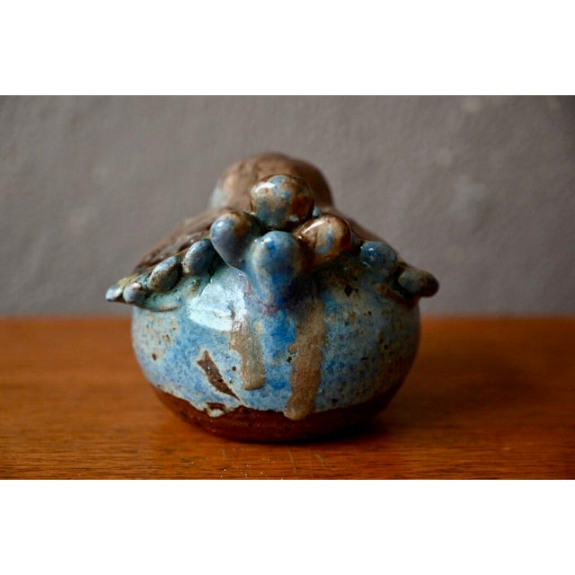 Beige Pique-Fleurs Bird in La Borne Sandstone in Zoomorphic Ceramic by Michel Gardelle For Sale - Image 8 of 11