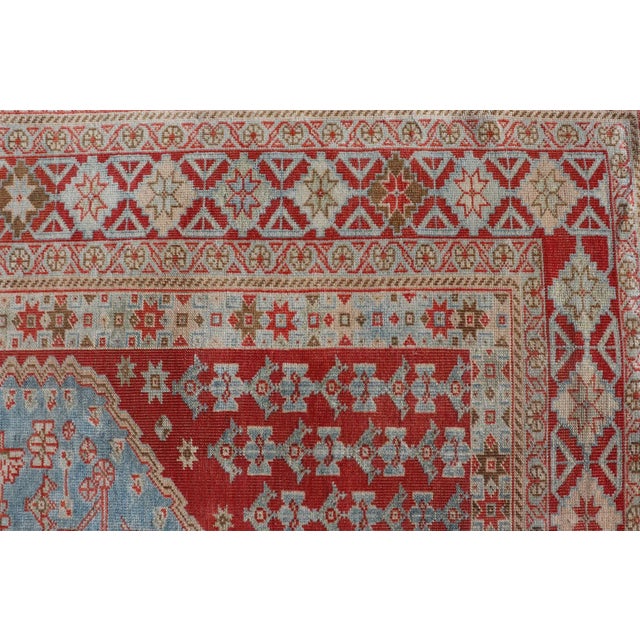 Baby Blue Early 20th Century Antique Persian Qashqai Shiraz Tribal Rug With Latch Hooked Diamond Design For Sale - Image 8 of 13