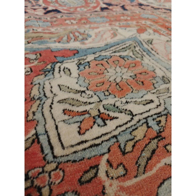 Antique Persian Mohtasham Kashan Carpet, Traditional, Ivory, Blue, Green, Reds For Sale - Image 9 of 11