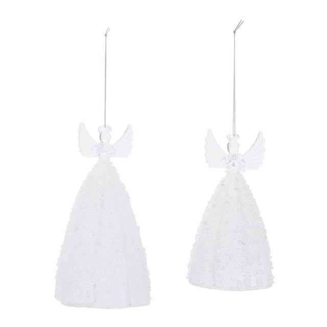 Add heavenly charm to your holiday décor with this Glass Angel Ornament Set. Featuring two gracefully detailed angels in...