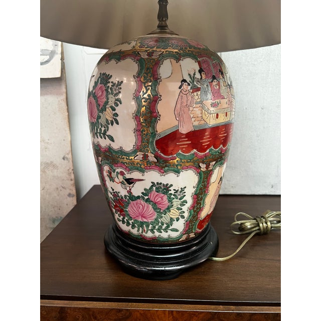 Vintage Chinoiserie Famille Rose Porcelain Lamps- a Pair For Sale In Atlanta - Image 6 of 12