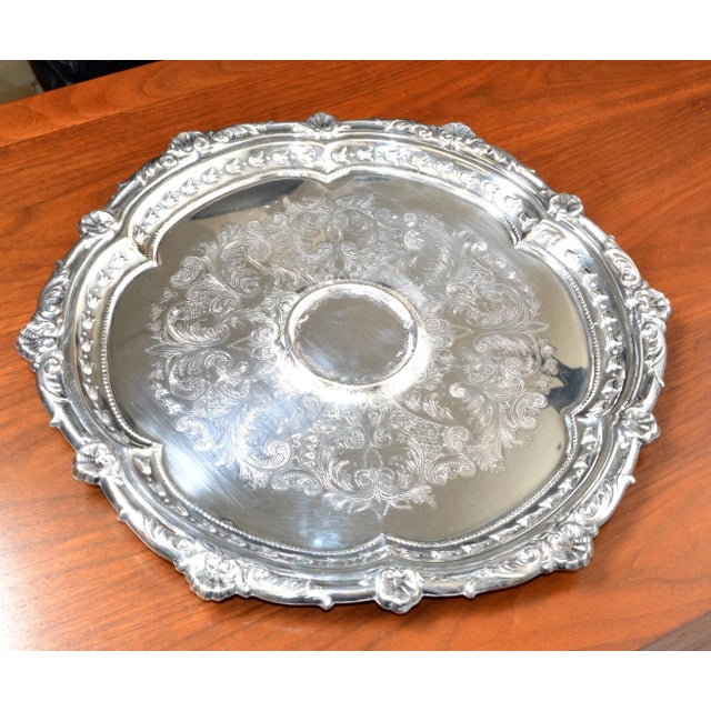 20世紀初頭 米国アンティーク シルバープレート製トレイ 直径28cm Gorham 20世紀初頭 米国アンティーク シルバープレート製トレイ 直径