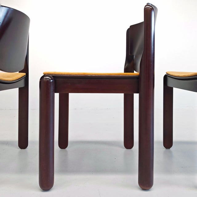 Vintage Wooden and Velvet Chairs by Vico Magistretti for Cassina, 1970s, Set of 4 For Sale - Image 18 of 18