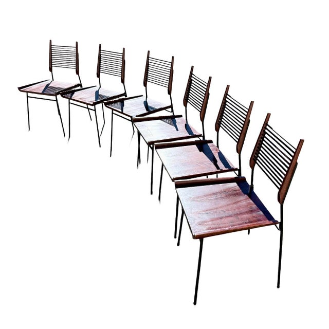1950s Attributed to Paul McCobb "Shovel" Dining Chairs for Winchendon, Red Stain, Set of 6 For Sale - Image 10 of 10