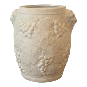 Hartstone Pottery Bacchus White Ceramic Bisque Wine Cooler / Vase With Grape Relief