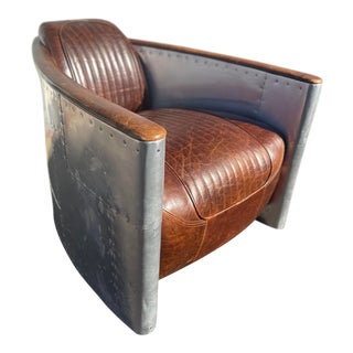 Vintage Restoration Hardware Leather Airplane Chair For Sale