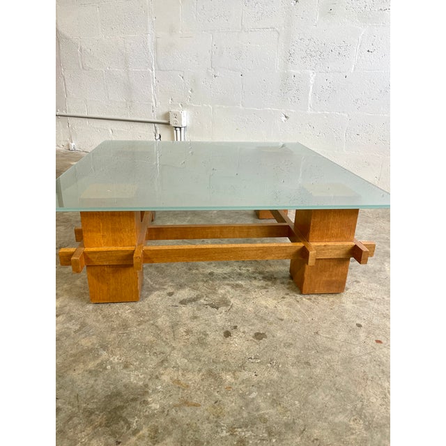 Brown Mid Century Modern Italian Glass Top Coffee Table For Sale - Image 8 of 10
