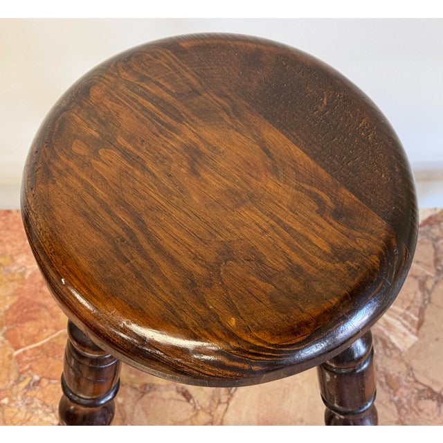 Wood Vintage Turned Wood Stool For Sale - Image 7 of 10