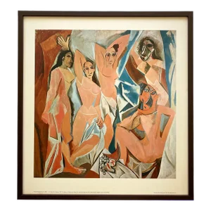 Pablo Picasso Vintage 1967 Mid Century Modern Framed Cubist Fine Art Lithograph Print " Les Demoiselles d'Avignon " 1907
