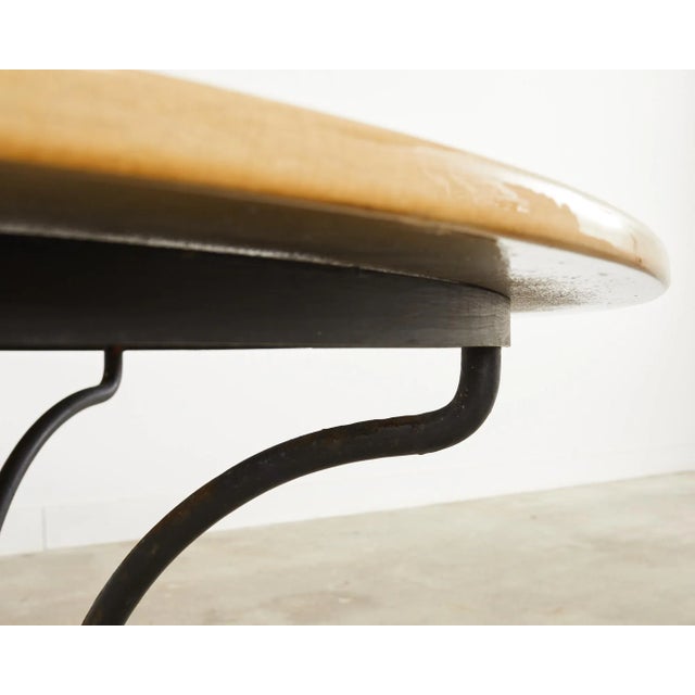 Metal French Enameled Lava Stone Top Garden Dining Table For Sale - Image 7 of 13