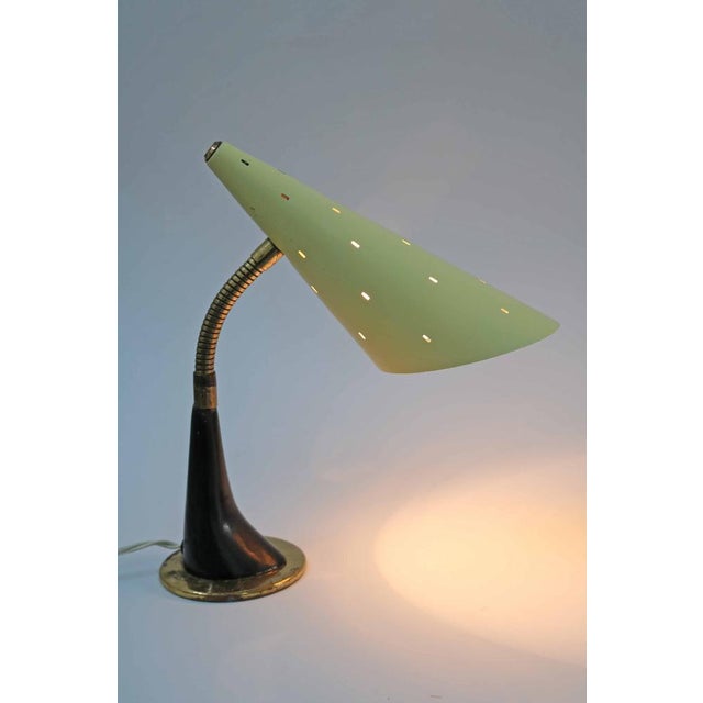 Stilnovo Small Vintage Italian Table Lamp in Perforated Metal from Stilnovo, 1950s For Sale - Image 4 of 12