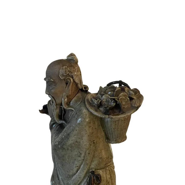 Chinese Glazed Ceramic Figure of an Old Man, 20th Century For Sale - Image 6 of 9
