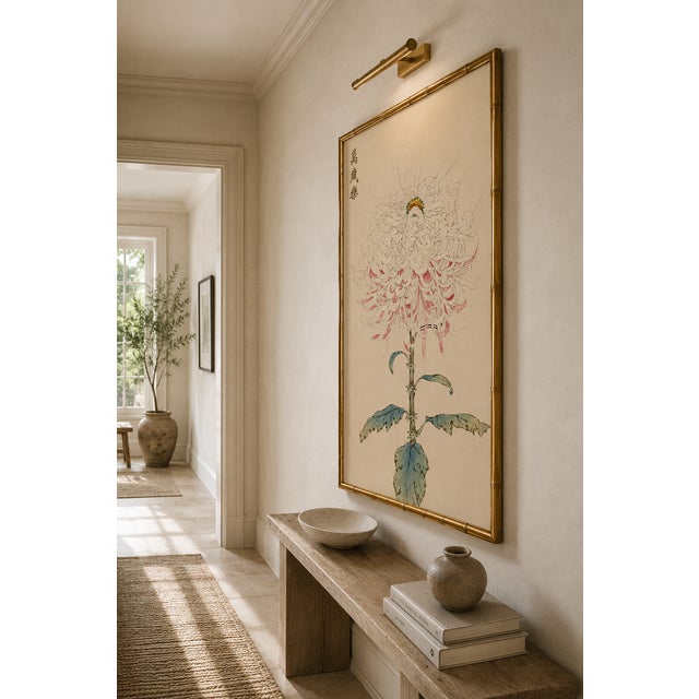 White Mum by Hasegawa, Vintage Japanese Botanical Art Print, 20" X 30" For Sale - Image 9 of 10