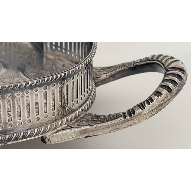 Silver Large English Sheffield Silver Footed Gallery Tray - Engraved For Sale - Image 8 of 12