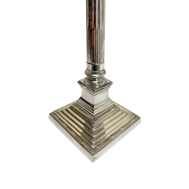 Large Empire Silverplated Brass Five-Arm Candelabras, 1940s, Set of 2 For Sale - Image 12 of 14