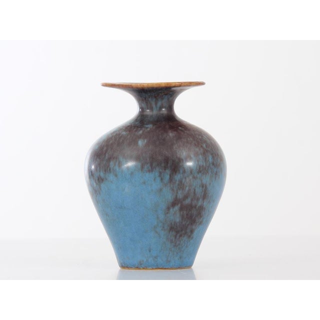 Rorstrand AUH brown and blue matte hare's fur glaze vase by Gunnar Nylund. This piece is attributed to the mentioned...