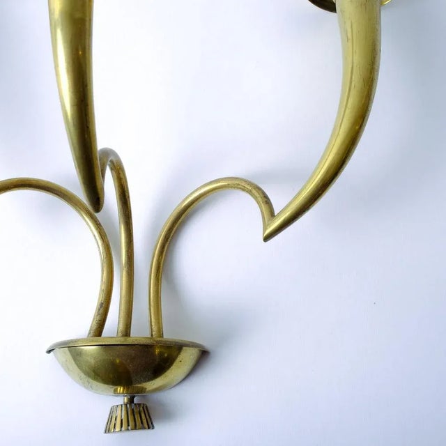 Brass Wall Lights, 1950s, Set of 2 For Sale - Image 9 of 12