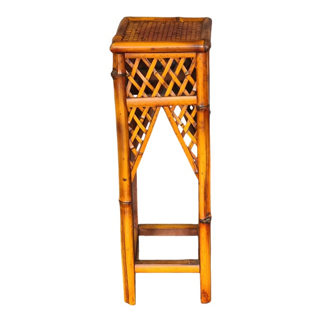 Vintage Mid 20th Century Bamboo Pedestal Plant Stand For Sale