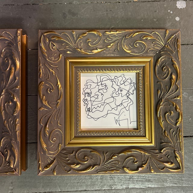 Abstract Two Contemporary Original Wayne Cunningham Abstract Pen and Ink Drawings - Set of Two For Sale - Image 3 of 7