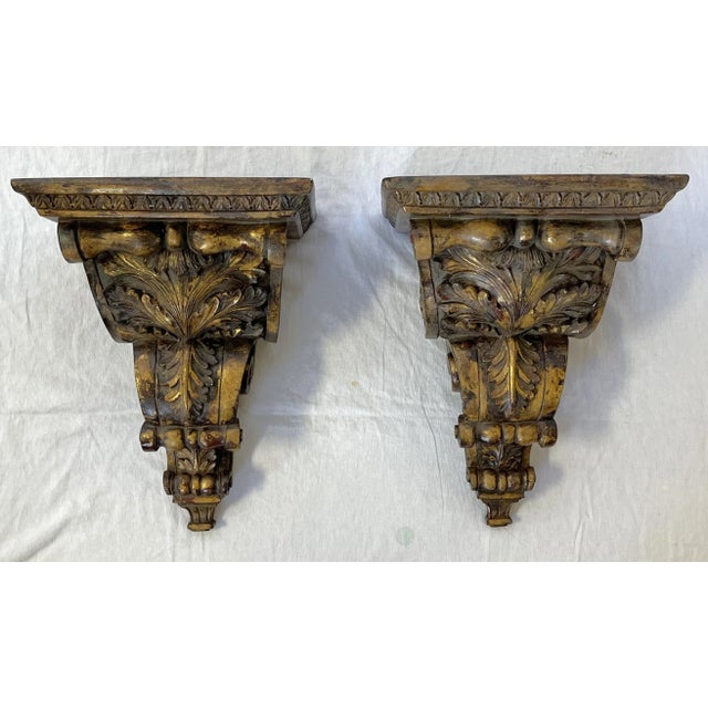 Monumental Vintage Plaster Wall Brackets With Scroll and Acanthus Leaf Details- a Pair For Sale - Image 13 of 13