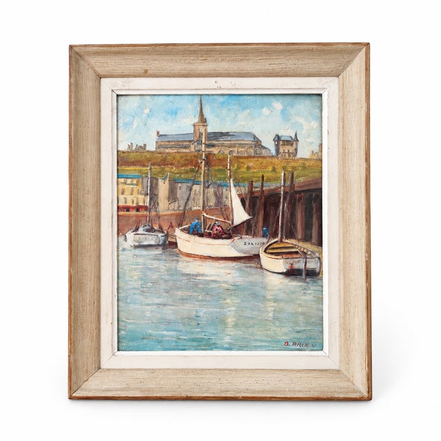 Brown Andre Drieu, Normandy Harbour, 1950s, Oil Painting on Canvas, Framed For Sale - Image 8 of 8