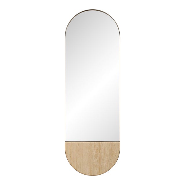 Russo Travertine Tall Oval Mirror For Sale