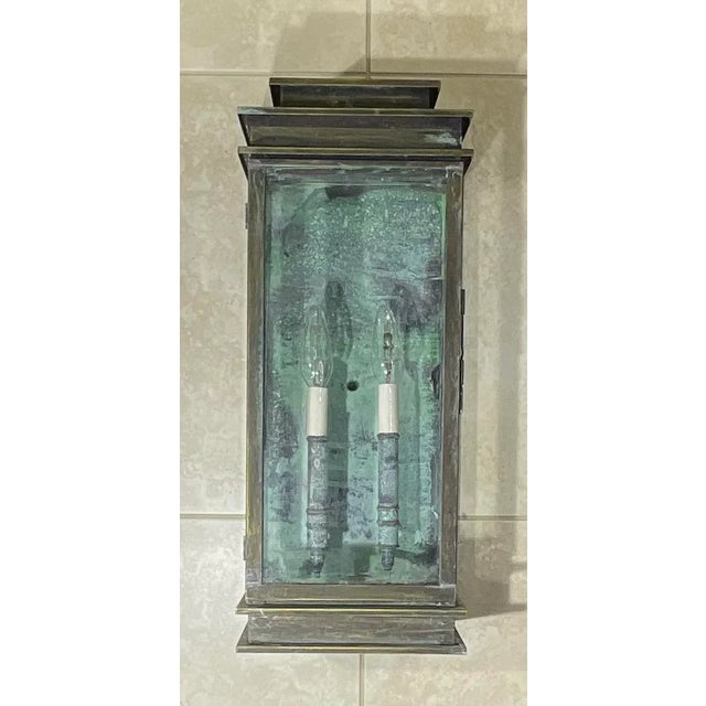 Single Wall Hanging Solid Brass Lantern For Sale - Image 10 of 12