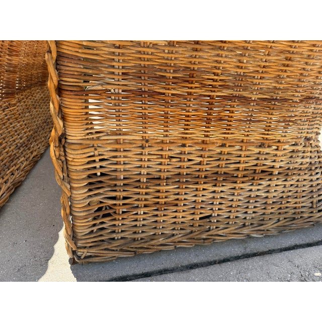 Vintage 72” Handwoven Rattan Sofas With Large Braid Trim, Pair For Sale - Image 10 of 17