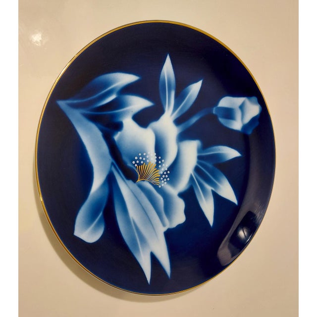 Blue Vintage Japanese Fukagawa Arita Plate, 1960 For Sale - Image 8 of 10