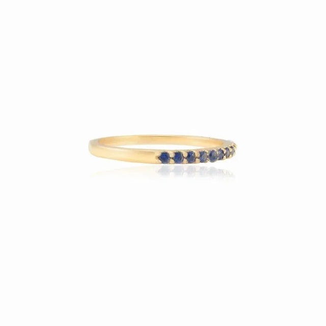 Not Yet Made - Made To Order 18k Solid Yellow Gold Natural Blue Sapphire Band Stacking Ring Size 7 (All Sizes Available) For Sale - Image 5 of 6