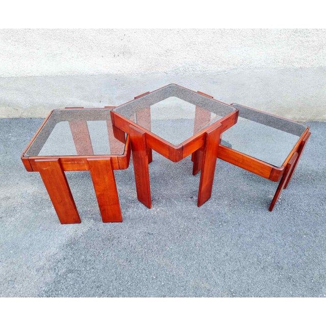 Nesting Tables by Gianfranco Frattini for Meblo, Italy, 1970s, Set of 3 For Sale - Image 14 of 14