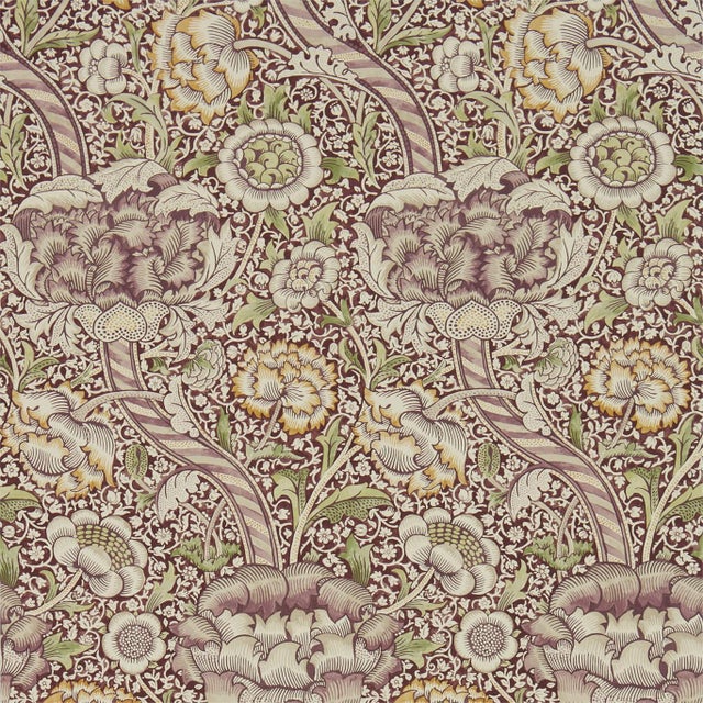 Morris & Co Wandle Wallpaper in Wine/Saffron For Sale