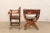 Late 20th Century Italian Pair Wood & Leather Dante Armchairs For Sale - Image 4 of 10