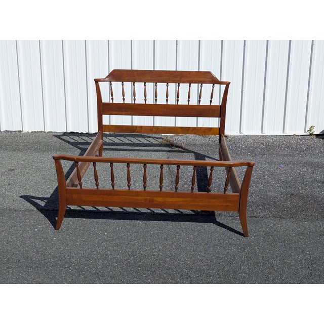 Wood Vintage Cherrywood Shaker Style Queen Bedframe For Sale - Image 7 of 10