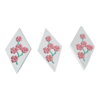 Mid 20th Century Cherry Blossom Chalkware Wall Plaques- Set of 3 For Sale