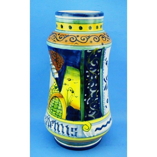 Measurements: height: 26.5 cm; diameter: 14 cm; weight: 1.153 kg exquisite handcrafted majolica albarello vase inspired by...